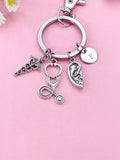 Ear Caduceus Stethoscope Keychain – ENT Doctor Gift, Otolaryngologist Jewelry, N6401K