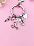 Ear Caduceus Stethoscope Keychain – ENT Doctor Gift, Otolaryngologist Jewelry, N6401K