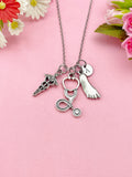 Caduceus Stethoscope Foot Necklace, Foot Ankle Specialist, Medical Symbol Jewelry for Podiatrists Doctor Nurse, N6405
