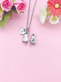 Hand Gesture Silver Charm Necklace, Symbolic Jewelry, N6406