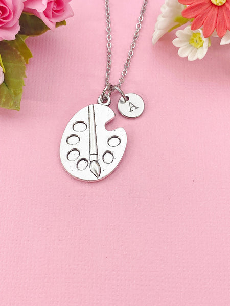Artist Palette Charm Necklace, Artist Jewelry Gift, Paint Palette Pendant, Personalized Art Teacher Keepsake, N6416