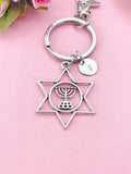 Menorah Star of David Candle Lampstand Charm Keychain, N6418