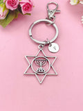 Menorah Star of David Candle Lampstand Charm Keychain, N6418