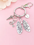 Caduceus Stethoscope Anatomy Lung Keychain, N6429
