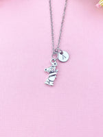 Bear Holding Flower Charm Necklace, N6433