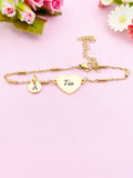 Gold Tia Bracelet, Heart, Aunt Bracelet, Aunt Jewelry, Aunt Gift, Silver Option, D576