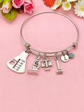 Justice Scale Gavel Beaker Microscope Charm Bracelet, Criminal Justice Gift, Lawyer Gift, Attorney Jewelry, N6329