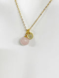 Rose Quartz Necklace, Natural Gemstone, Valentine Gift, Birthday Gift, Personized Initial Necklace, N5027