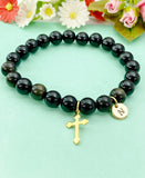 Gold Natural Golden Sheen Obsidian Bracelet Christmas Gifts, N3358