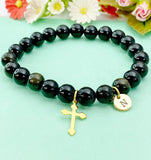 Gold Natural Golden Sheen Obsidian Bracelet Christmas Gifts, N3358