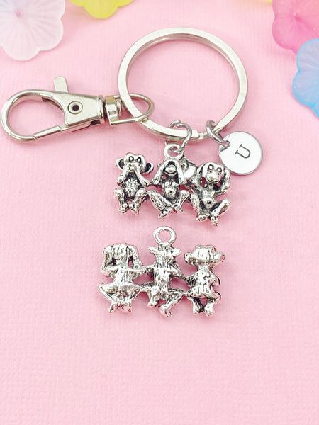 Three Wise Monkeys Keychain, See No Evil, Hear No Evil, Speak No Evil, N6459