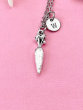 Silver Carrot Charm Necklace, Foodie Vegan Gift