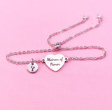 Silver Matron of Honor Bracelet, Gold or Silver Heart Matron of Honor Jewelry, Wedding Gift, D579S