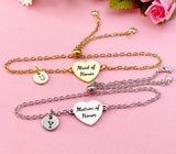 Maid of Honor or Matron of Honor Bracelet, Gold or Silver Heart Maid of Honor or Matron of Honor Jewelry, Wedding Gift, D578