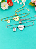 Bridesmaid Bracelet, Gold or Silver Heart Bridesmaid Jewelry, Perfect Wedding Gift, D582