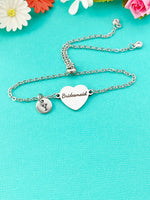 Silver Bridesmaid Bracelet, Gold or Silver Heart Bridesmaid Jewelry, Perfect Wedding Gift, D582S