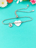 Silver Bridesmaid Bracelet, Gold or Silver Heart Bridesmaid Jewelry, Perfect Wedding Gift, D582S