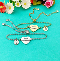 Junior Bridesmaid Bracelet, Gold or Silver Heart Junior Bridesmaid Jewelry, Perfect Junior Bridesmaid Wedding Gift, D584