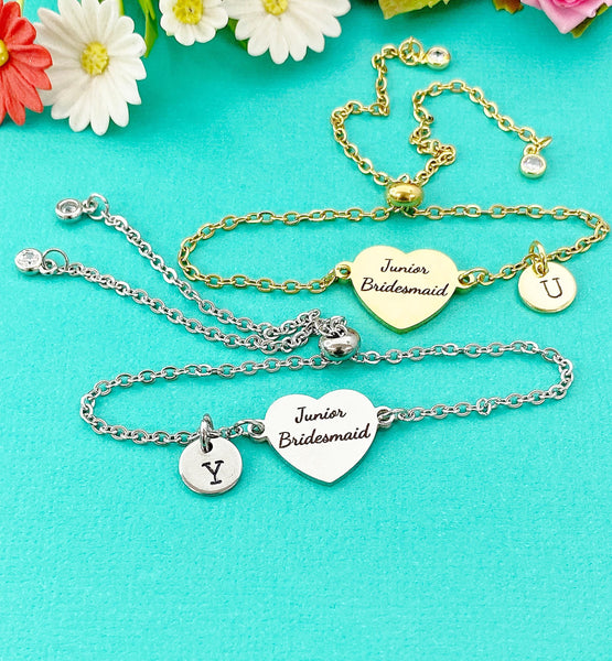 Junior Bridesmaid Bracelet, Gold or Silver Heart Junior Bridesmaid Jewelry, Perfect Junior Bridesmaid Wedding Gift, D584