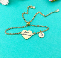 Gold Junior Bridesmaid Bracelet, Gold or Silver Heart Junior Bridesmaid Jewelry, Perfect Junior Bridesmaid Wedding Gift, D584G