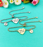 Mother of the Bride Bracelet, Gold or Silver Heart Mother of the Bride Jewelry, Perfect Mother of the Bride Wedding Gift, D585