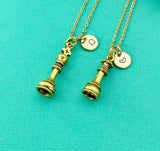 King and Queen Chess Piece Charm Gold Necklace, Perfect Gift for Girlfriend or Boyfriend, Silver Option, N6330