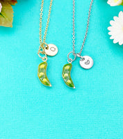 Sweet Pea Charm Necklace in Gold or Silver, Pea in the Pod, N6333