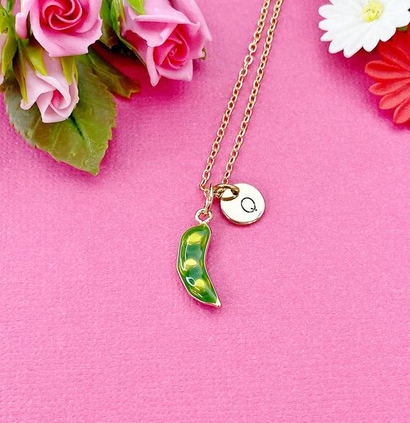 Sweet Pea Charm Necklace in Gold, Pea in the Pod, N6333G
