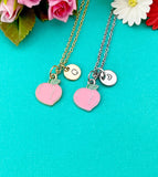 Peach Charm Necklace in Gold or Silver, Pink Peach Peaches, N6334