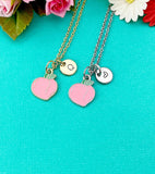 Peach Charm Necklace in Gold or Silver, Pink Peach Peaches, N6334