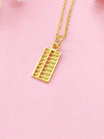 Abacus Charm Necklace in Gold, Calculator, Ideal Gift for Accountants or Bookkeepers, N6336G