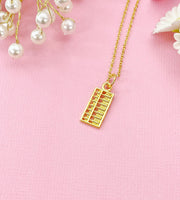 Abacus Charm Necklace in Gold, Calculator, Ideal Gift for Accountants or Bookkeepers, N6336G