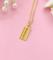 Abacus Charm Necklace in Gold, Calculator, Ideal Gift for Accountants or Bookkeepers, N6336G