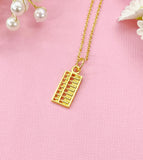 Abacus Charm Necklace in Gold, Calculator, Ideal Gift for Accountants or Bookkeepers, N6336G