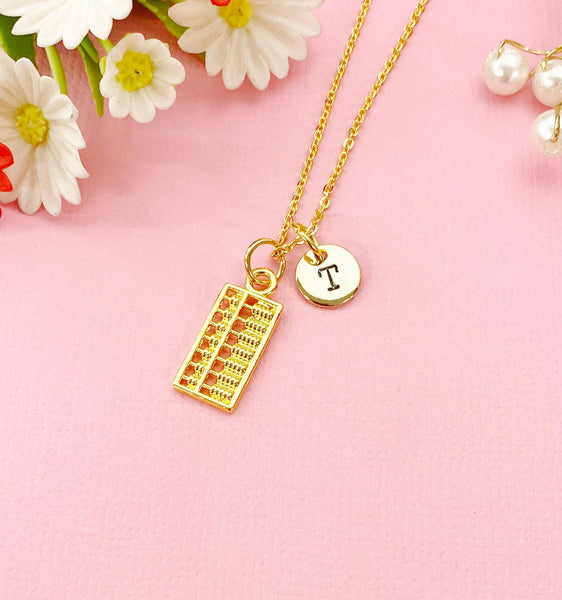 Abacus Charm Necklace in Gold or Silver, Calculator, Ideal Gift for Accountants or Bookkeepers, N6336M