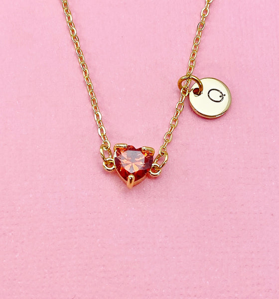 Red Heart Charm Neckalce in Gold, N6341