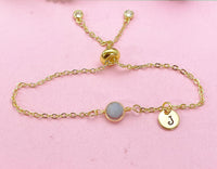 Angelite Bracelet in Gold or Silver, Natural Angelite Gemstone Jewelry, N6342