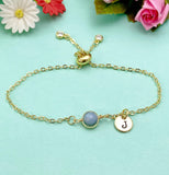 Angelite Bracelet in Gold or Silver, Natural Angelite Gemstone Jewelry, N6342