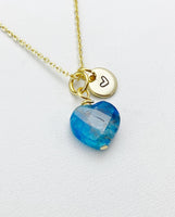 Apatite Heart Necklace in Gold or Silver, Natural Gemstone Jewelry, Birthday Gifts, Personalized Customized Gifts, N6343