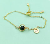 Bloodstone Bracelet in Gold or Silver, Natural Bloodstone Heliotrope Stone Gemstone Jewelry, N6346B