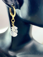 Quartz Crystal Earrings in Gold or Silver, Natural Quartz Rock Crystal Gemstone Jewelry, N6348