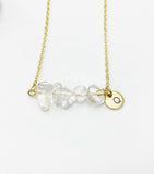 Quartz Crystal Necklace In Gold or Silver, Natural Quartz Rock Crystal Gemstone Jewelry, N6348N