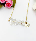 Quartz Crystal Necklace In Gold or Silver, Natural Quartz Rock Crystal Gemstone Jewelry, N6348N