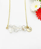 Quartz Necklace In Gold or Silver, Natural Quartz Rock Gemstone Jewelry, N6348N