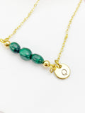 Malachite Necklace In Gold or Silver, Natural Malachite Gemstone Jewelry, N6349