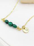 Malachite Necklace In Gold or Silver, Natural Malachite Gemstone Jewelry, N6349