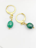 Malachite Earrings in Gold or Silver, Natural Malachite Gemstone Jewelry, N6349E
