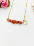 Carnelian Necklace In Gold or Silver, Natural Carnelian Gemstone Jewelry, N6350N