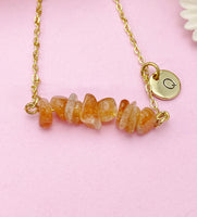 Sunstone Necklace In Gold or Silver, Natural Sunstone Gemstone Jewelry, N6351