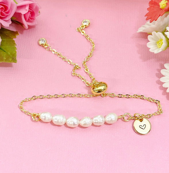 Pearl Bracelet in Gold or Silver, Natural Cultured Freshwater Pearl Bracelet, Pearl Jewelry, N6115G